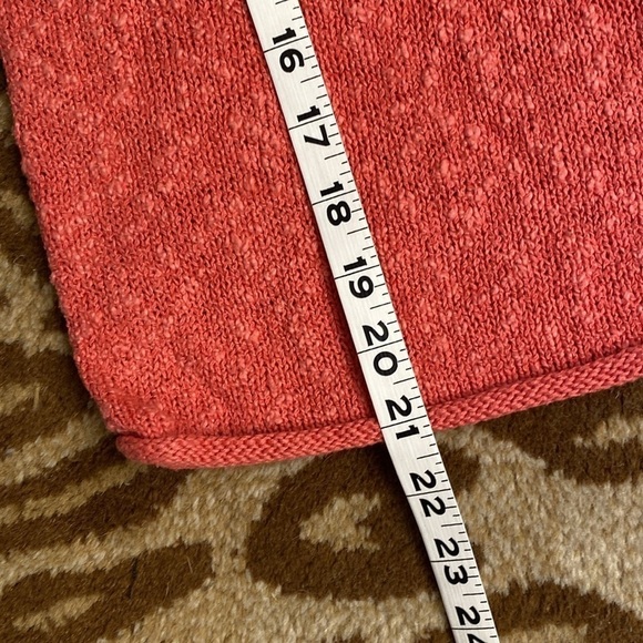 Liz Claiborne Linen blend knit sweater top Women’s Boxy V neck coral Beach L - Picture 7 of 8